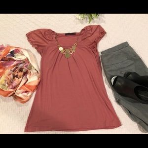 The Limited Brand Pink Flutter Sleeve Top